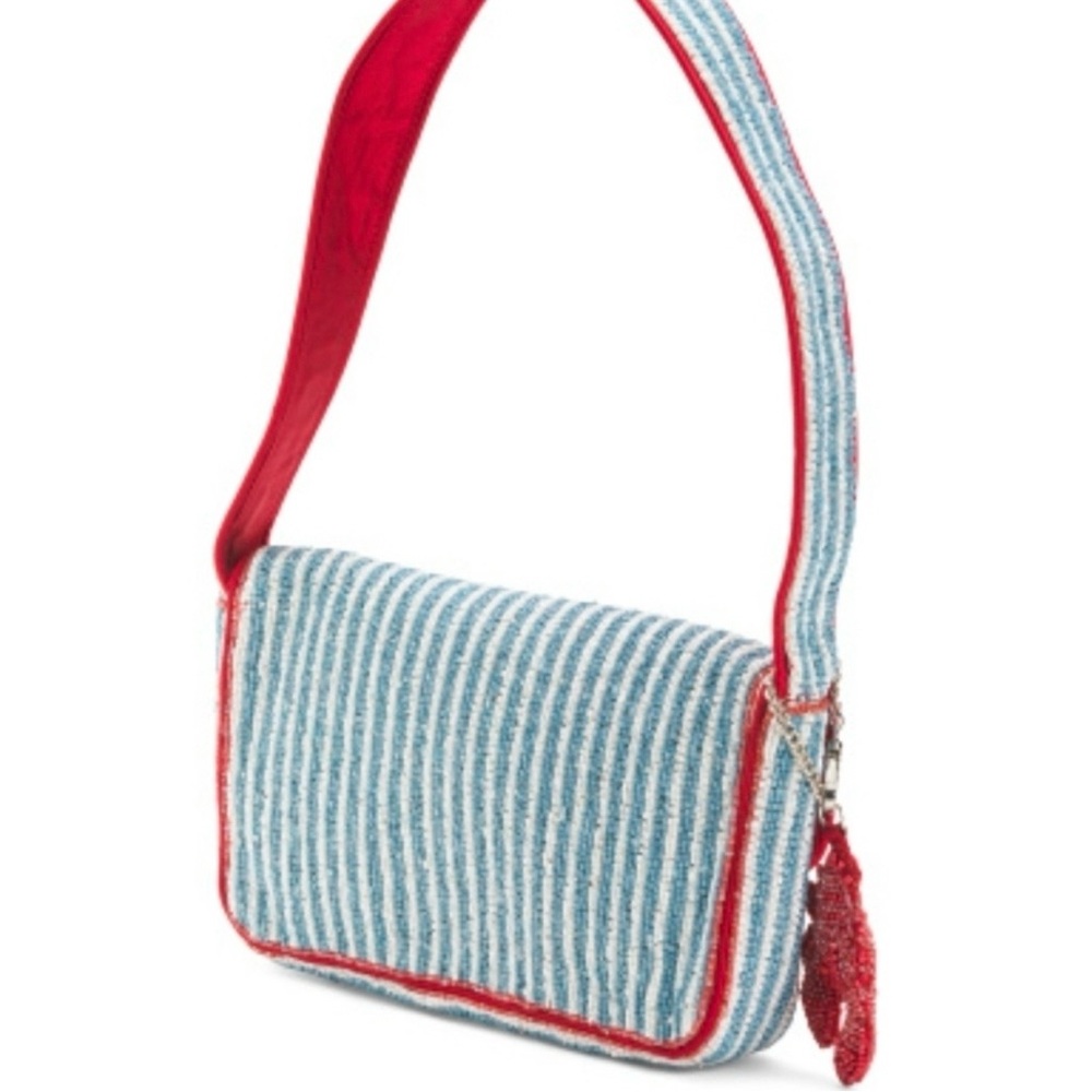 Beaded Lobster Shoulder Bag + Red Lobster Charm | NWT | Preppy Coastal Summer - Picture 4 of 7